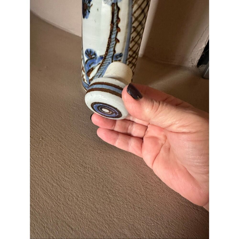 Vintage hand, painted oil and vinegar Cruet bottle - Picture 5 of 8